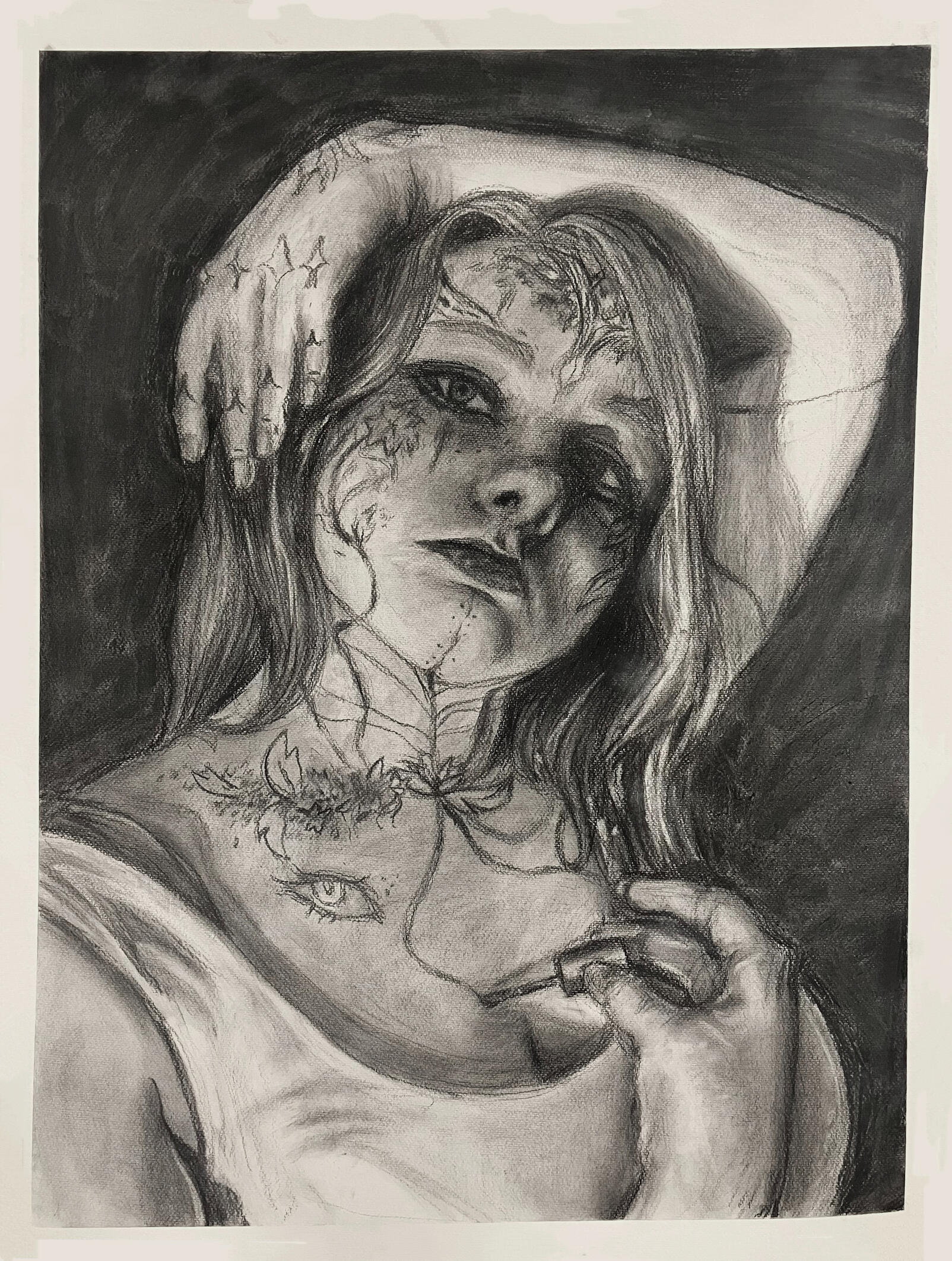 "BODY / CANVAS" • Charcoal Self-Portrait, 2022.