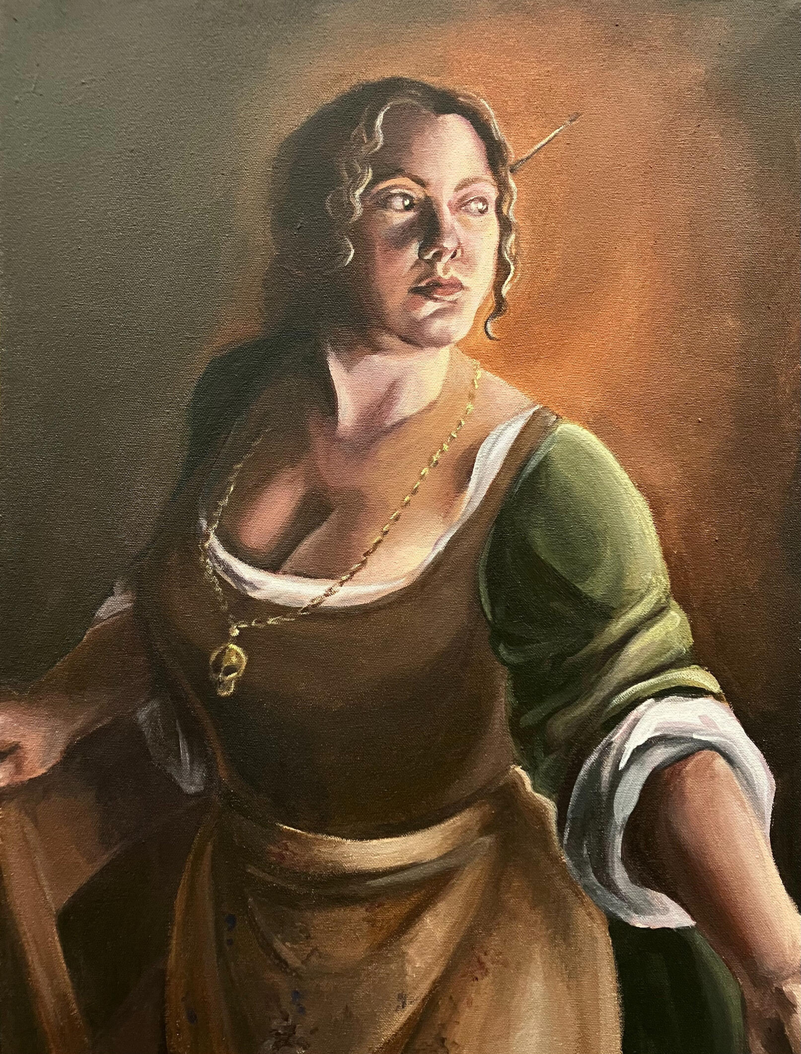 "Artemisia"• Acrylic painting of Artemisia Gentileschi, 2024.